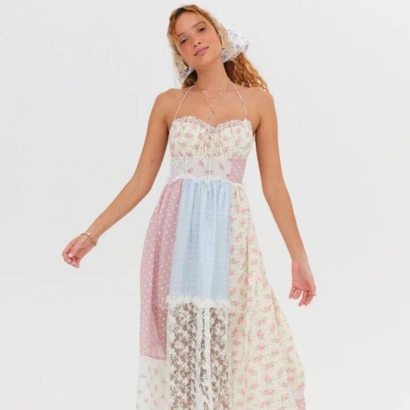 For Love And Lemons Dresses & Skirts - FOR LOVE & LEMONS Elula Maxi Patchwork Floral Dress NWT